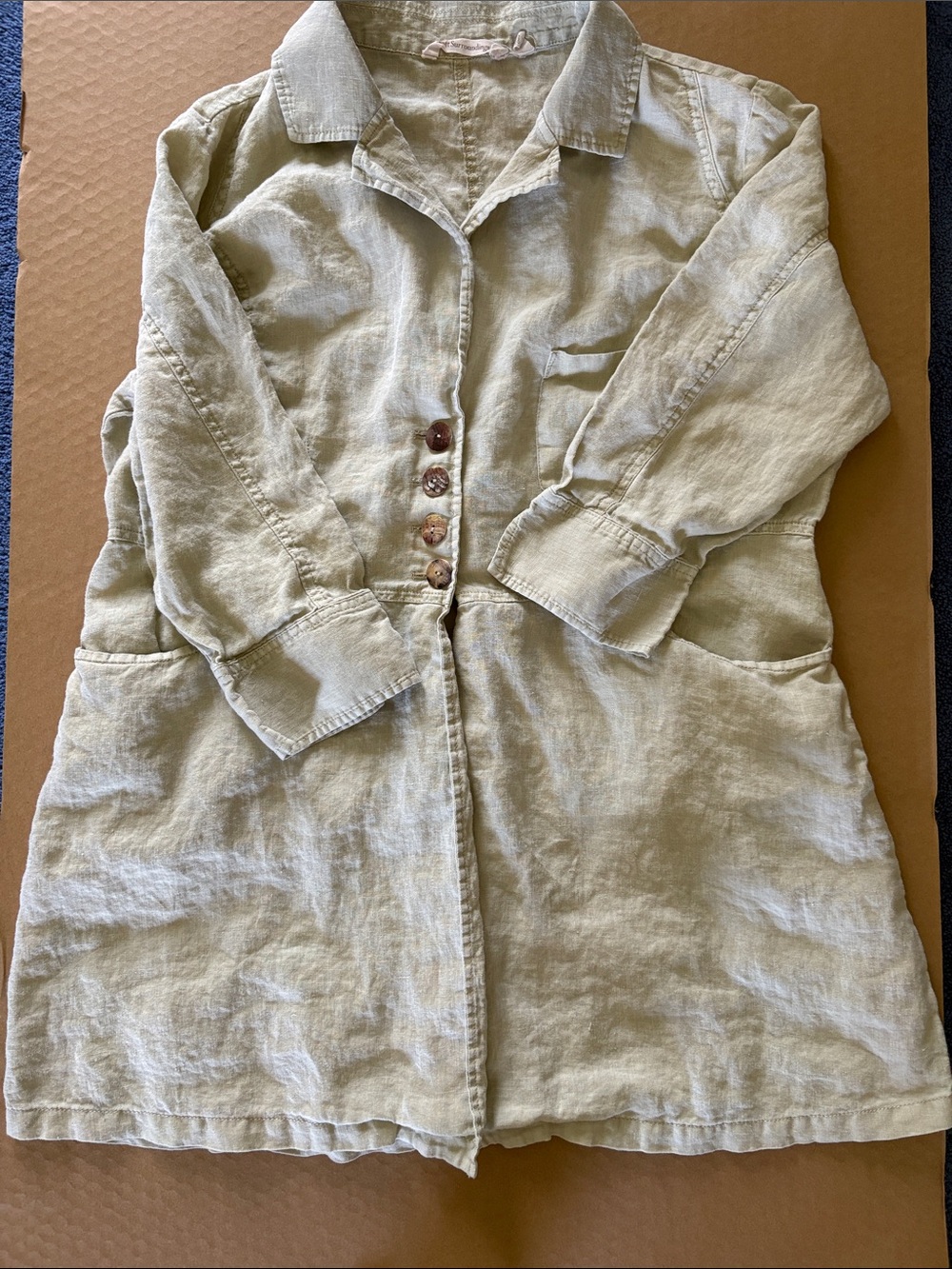 Soft Surroundings Sage Green Linen Top - Button Front